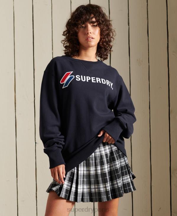 Superdry femmes sweat ample à appliqué sportstyle D64Z3473 vêtements marine