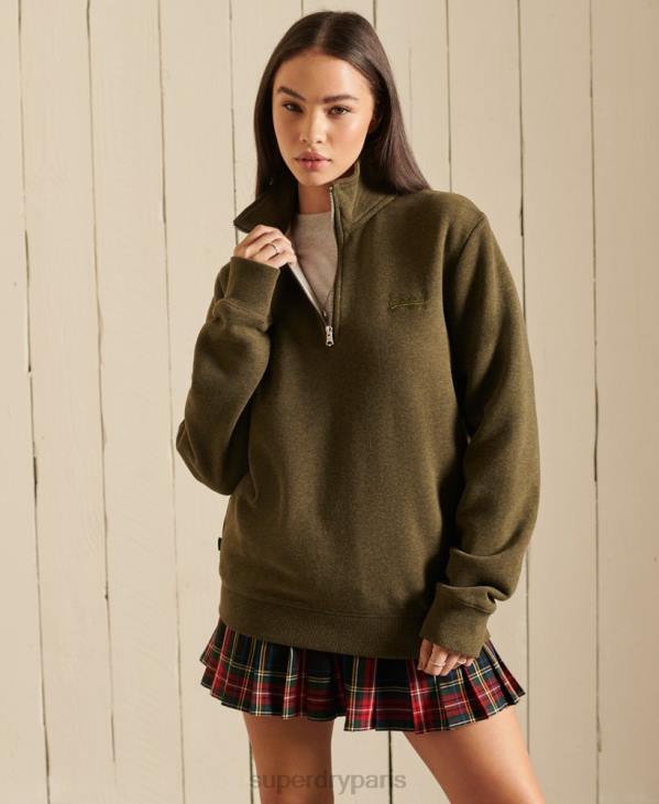 Superdry femmes sweat ample zippé à logo brodé henley D64Z6038 vêtements kaki
