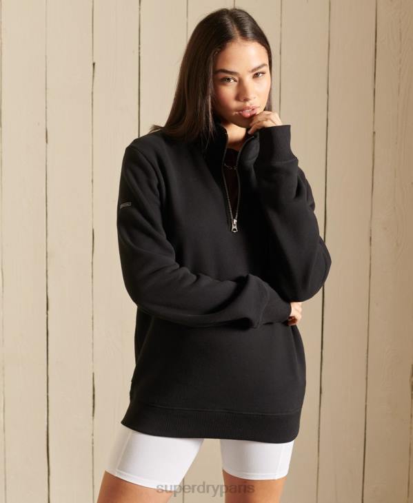 Superdry femmes sweat ample zippé à logo brodé henley D64Z6055 vêtements noir