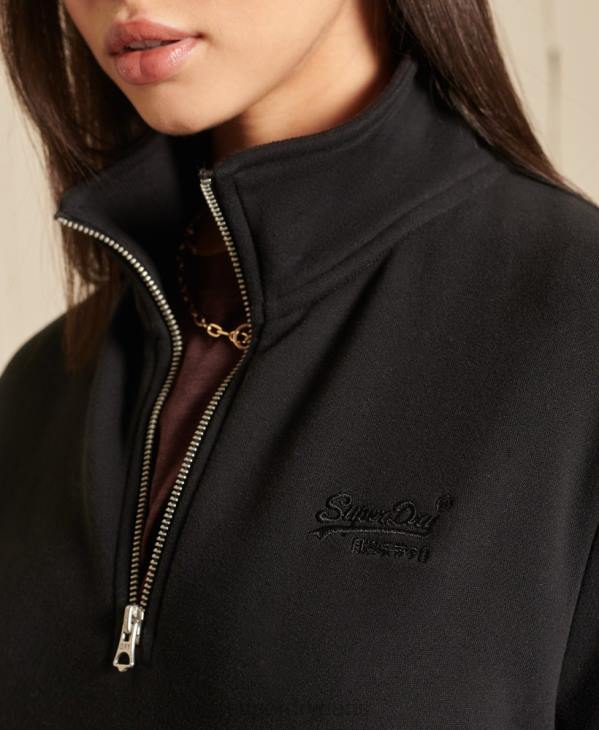 Superdry femmes sweat ample zippé à logo brodé henley D64Z6055 vêtements noir