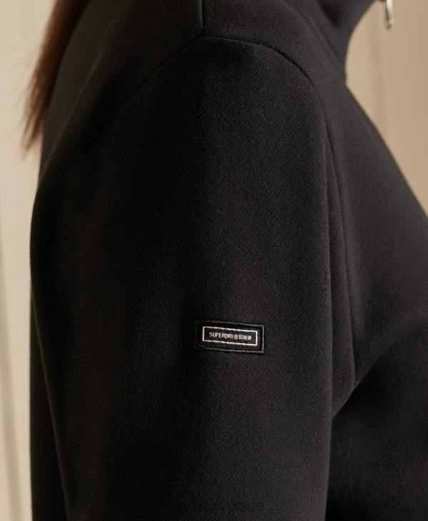Superdry femmes sweat ample zippé à logo brodé henley D64Z6055 vêtements noir