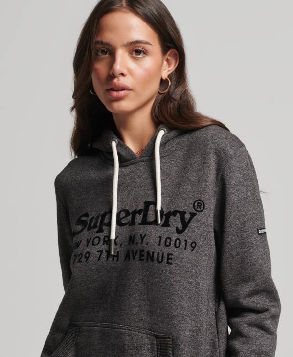 Superdry femmes sweat à capuche D64Z3295 vêtements gris foncé