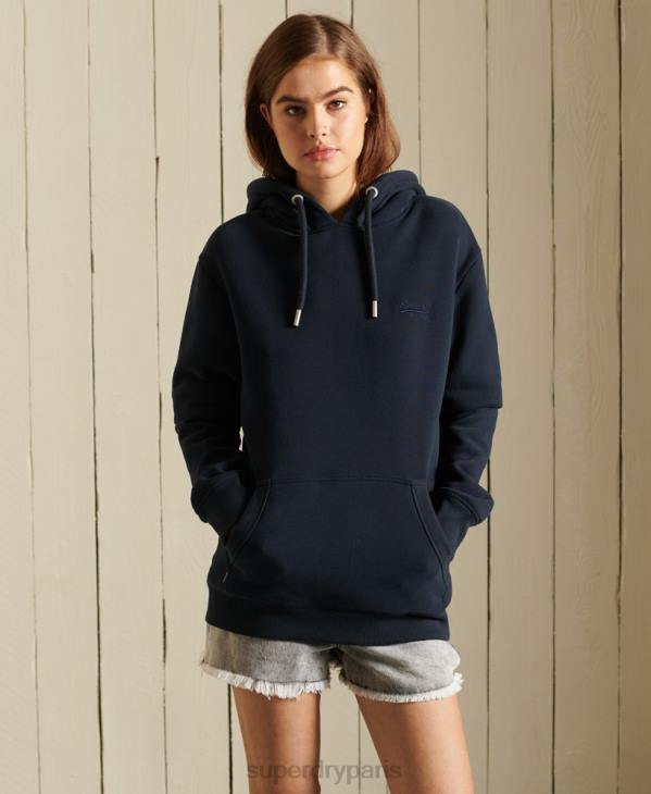 Superdry femmes sweat à capuche ample à logo vintage brodé D64Z6060 vêtements marine