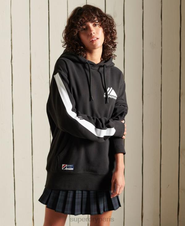 Superdry femmes sweat à capuche ample mono sport de montagne D64Z6076 vêtements noir