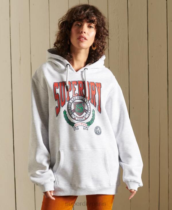 Superdry femmes sweat à capuche ana graphique bohème D64Z5956 vêtements gris clair