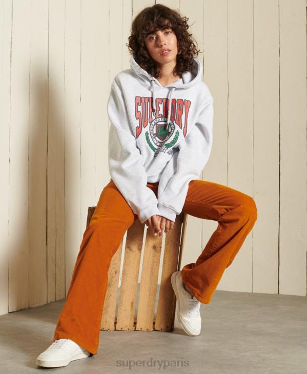 Superdry femmes sweat à capuche ana graphique bohème D64Z5956 vêtements gris clair