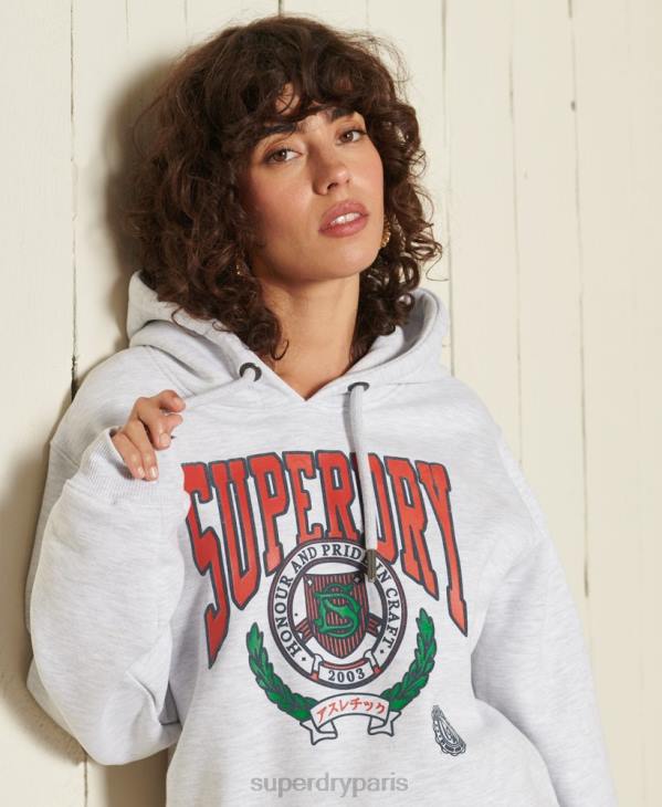 Superdry femmes sweat à capuche ana graphique bohème D64Z5956 vêtements gris clair