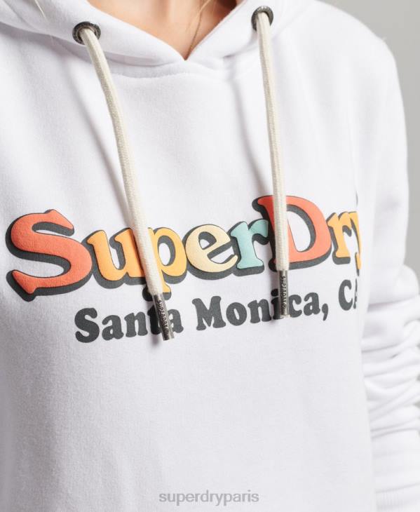 Superdry femmes sweat à capuche arc-en-ciel vintage D64Z2206 vêtements blanc