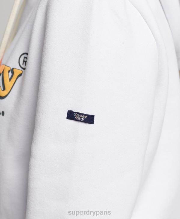 Superdry femmes sweat à capuche arc-en-ciel vintage D64Z2206 vêtements blanc