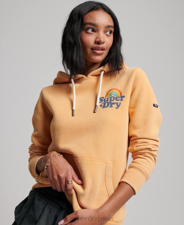Superdry femmes sweat à capuche arc-en-ciel vintage D64Z2280 vêtements brun
