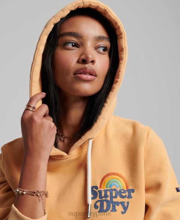 Superdry femmes sweat à capuche arc-en-ciel vintage D64Z2280 vêtements brun