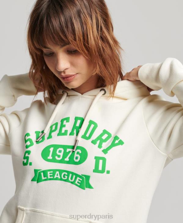 Superdry femmes sweat à capuche athlétique vintage D64Z3294 vêtements blanc