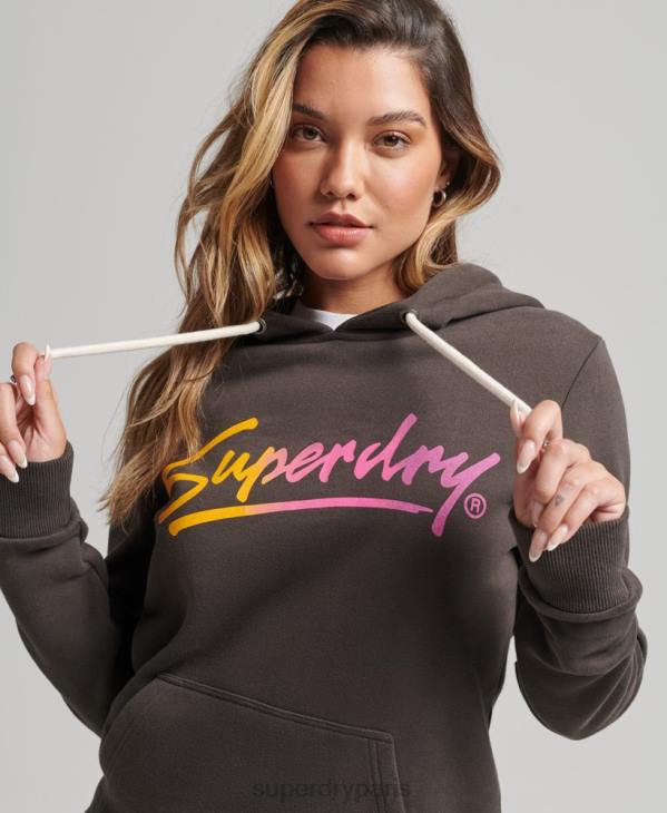 Superdry femmes sweat à capuche avec inscription du centre-ville D64Z6079 vêtements gris foncé