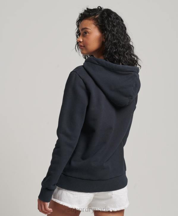 Superdry femmes sweat à capuche avec inscription du centre-ville vintage D64Z2274 vêtements gris foncé