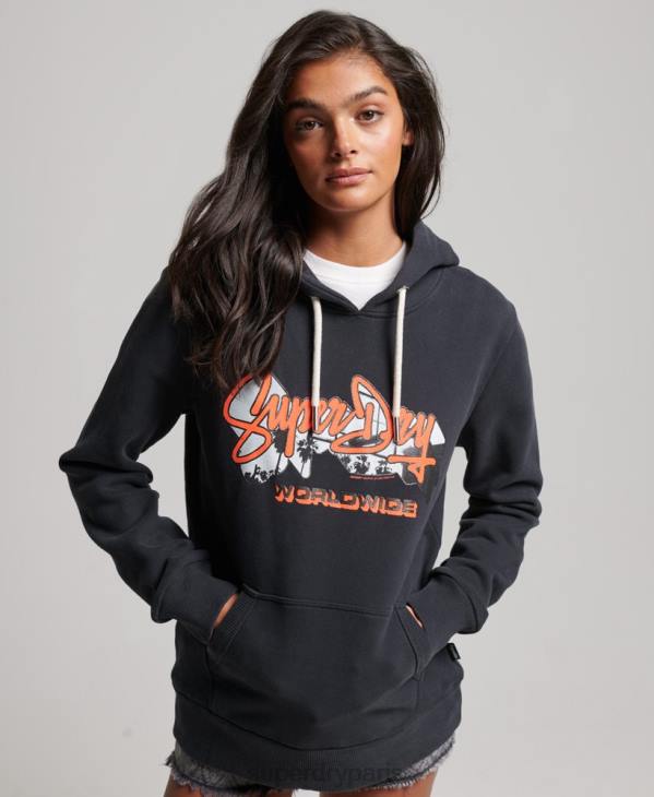 Superdry femmes sweat à capuche avec photographie D64Z5851 vêtements marine