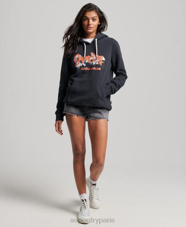Superdry femmes sweat à capuche avec photographie D64Z5851 vêtements marine