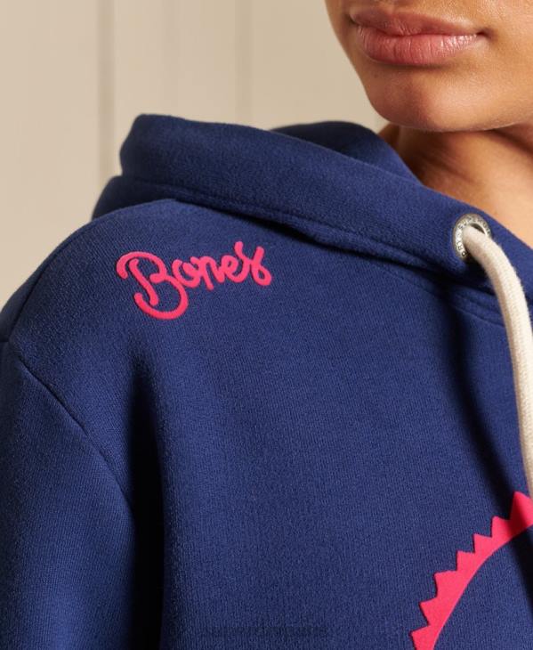 Superdry femmes sweat à capuche bohème et rock oversize D64Z6141 vêtements bleu