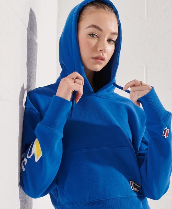 Superdry femmes sweat à capuche boxy graphique code D64Z3490 vêtements bleu