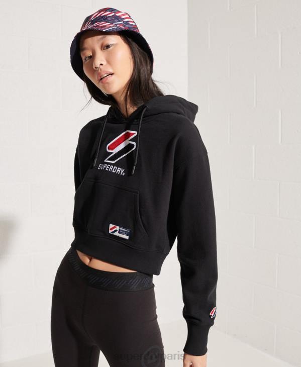 Superdry femmes sweat à capuche boxy sportstyle classique D64Z3496 vêtements noir