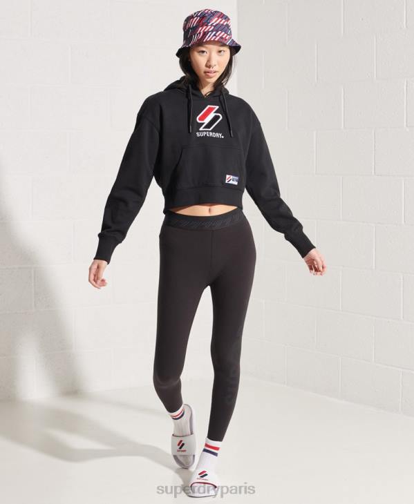 Superdry femmes sweat à capuche boxy sportstyle classique D64Z3496 vêtements noir