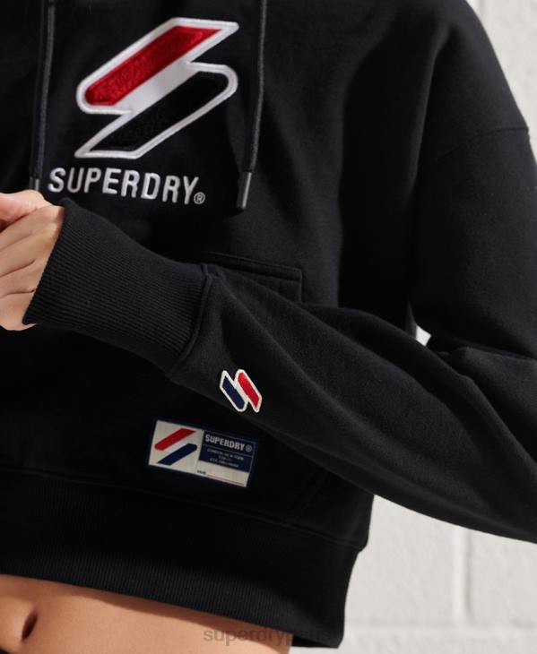 Superdry femmes sweat à capuche boxy sportstyle classique D64Z3496 vêtements noir