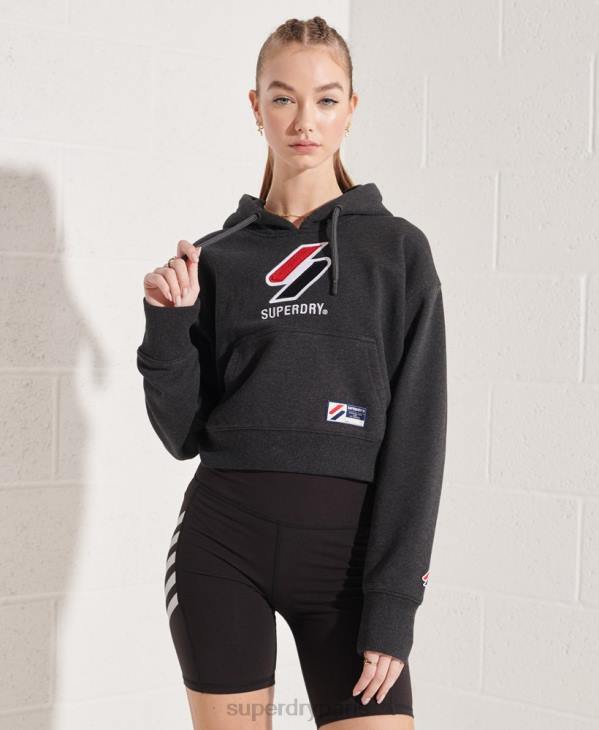 Superdry femmes sweat à capuche boxy sportstyle classique D64Z3497 vêtements gris foncé
