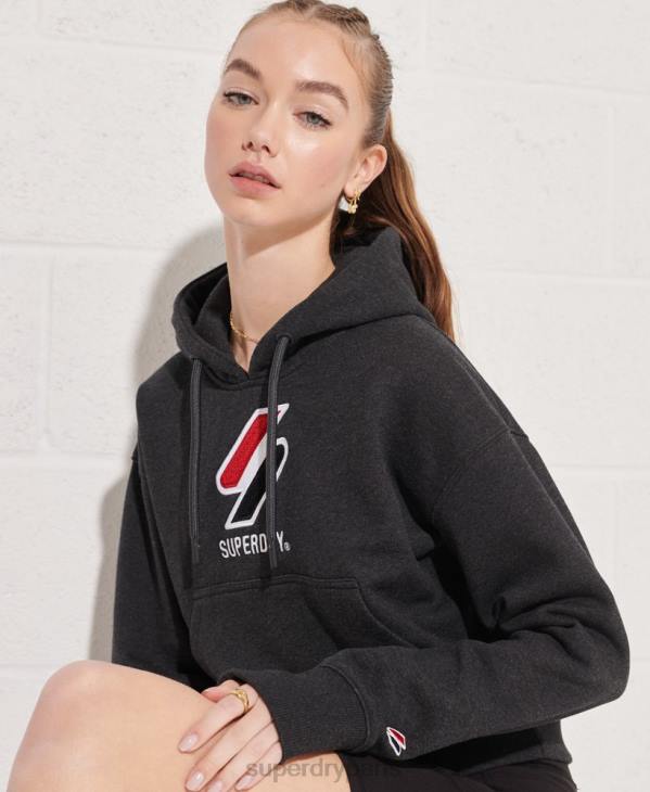 Superdry femmes sweat à capuche boxy sportstyle classique D64Z3497 vêtements gris foncé