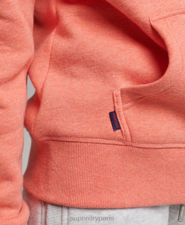 Superdry femmes sweat à capuche brodé logo vintage en coton bio D64Z3385 vêtements corail