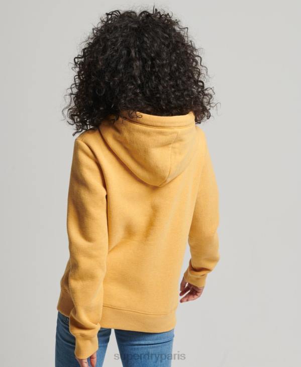 Superdry femmes sweat à capuche brodé logo vintage en coton bio D64Z3386 vêtements jaune