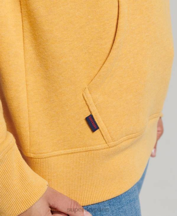Superdry femmes sweat à capuche brodé logo vintage en coton bio D64Z3386 vêtements jaune