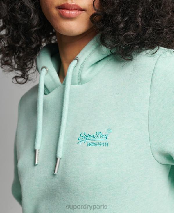 Superdry femmes sweat à capuche brodé logo vintage en coton bio D64Z3422 vêtements vert