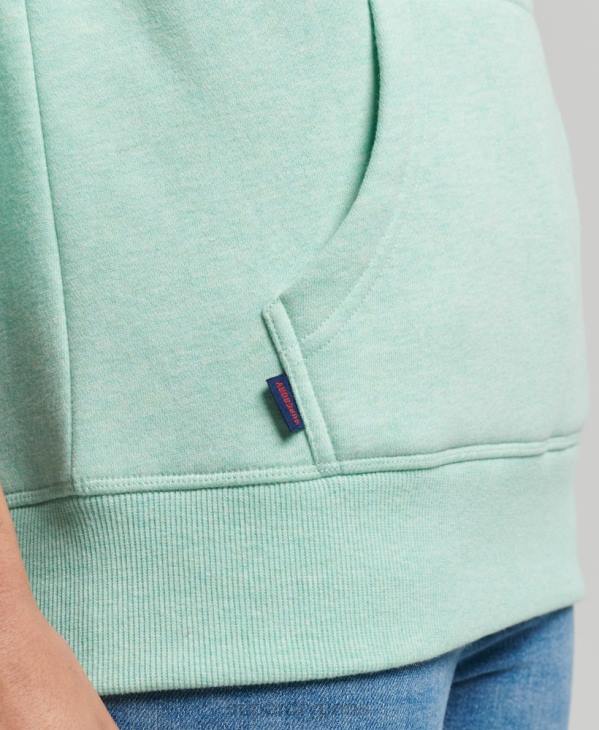 Superdry femmes sweat à capuche brodé logo vintage en coton bio D64Z3422 vêtements vert