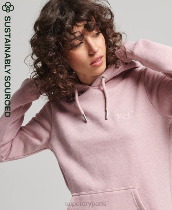Superdry femmes sweat à capuche brodé logo vintage en coton bio D64Z5876 vêtements rose