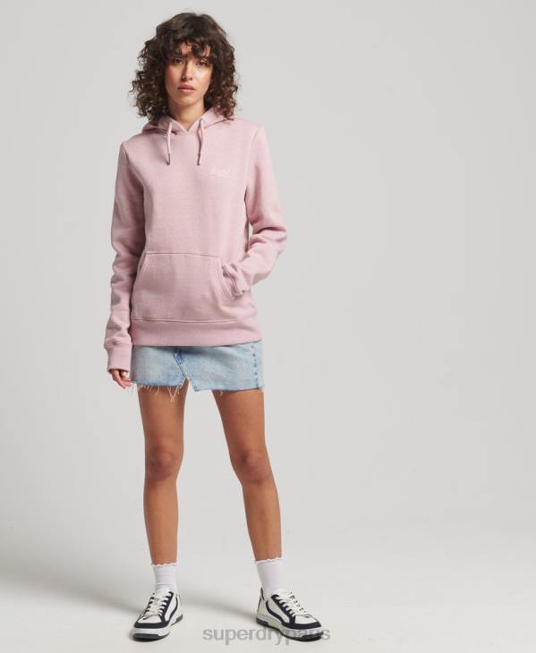 Superdry femmes sweat à capuche brodé logo vintage en coton bio D64Z5876 vêtements rose