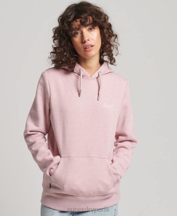 Superdry femmes sweat à capuche brodé logo vintage en coton bio D64Z5876 vêtements rose