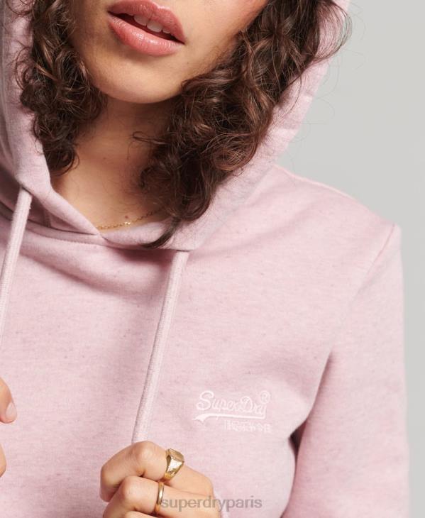 Superdry femmes sweat à capuche brodé logo vintage en coton bio D64Z5876 vêtements rose