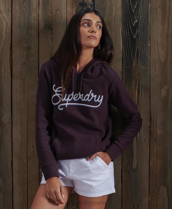 Superdry femmes sweat à capuche côtelé ultra doux D64Z6180 vêtements violet