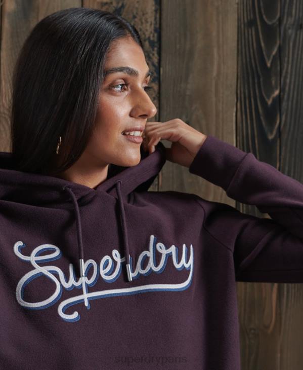 Superdry femmes sweat à capuche côtelé ultra doux D64Z6180 vêtements violet