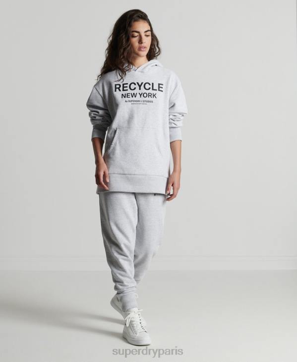 Superdry femmes sweat à capuche city recyclé D64Z5835 vêtements gris clair