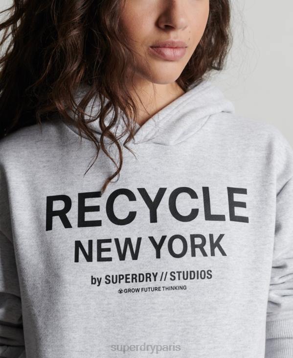 Superdry femmes sweat à capuche city recyclé D64Z5835 vêtements gris clair