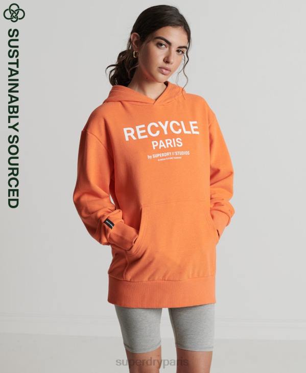 Superdry femmes sweat à capuche city recyclé D64Z5905 vêtements orange