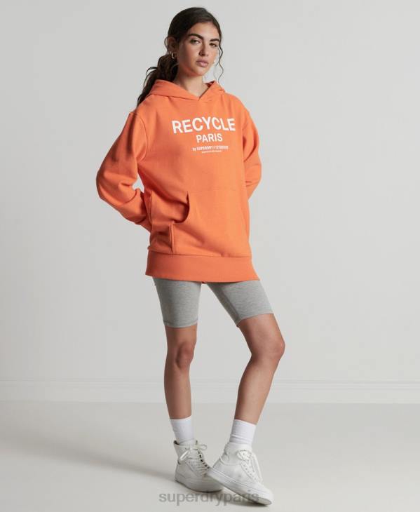 Superdry femmes sweat à capuche city recyclé D64Z5905 vêtements orange
