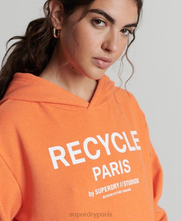 Superdry femmes sweat à capuche city recyclé D64Z5905 vêtements orange