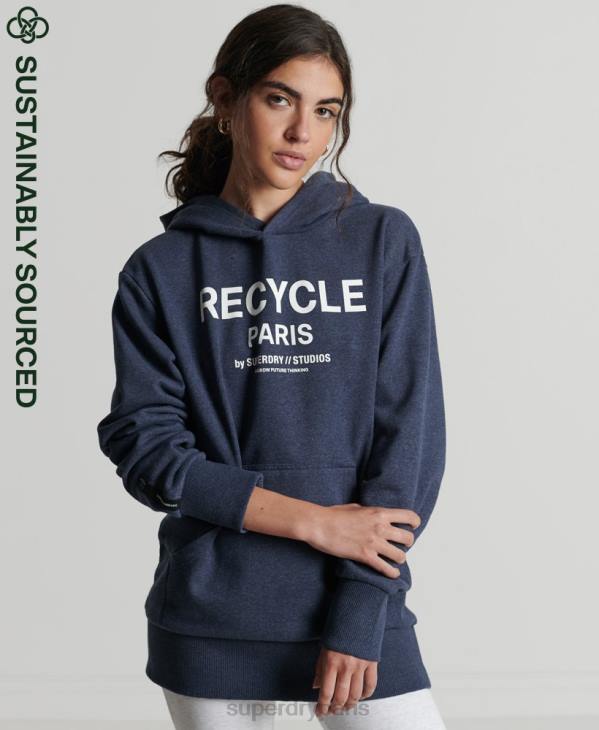 Superdry femmes sweat à capuche city recyclé D64Z5906 vêtements bleu