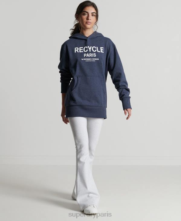 Superdry femmes sweat à capuche city recyclé D64Z5906 vêtements bleu