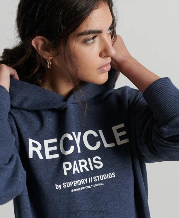 Superdry femmes sweat à capuche city recyclé D64Z5906 vêtements bleu