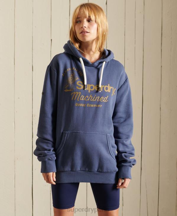 Superdry femmes sweat à capuche classique américain avec logo core surdimensionné D64Z6164 vêtements marine