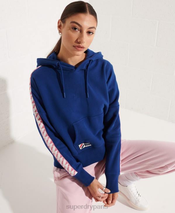 Superdry femmes sweat à capuche court à bande logo code D64Z6000 vêtements marine