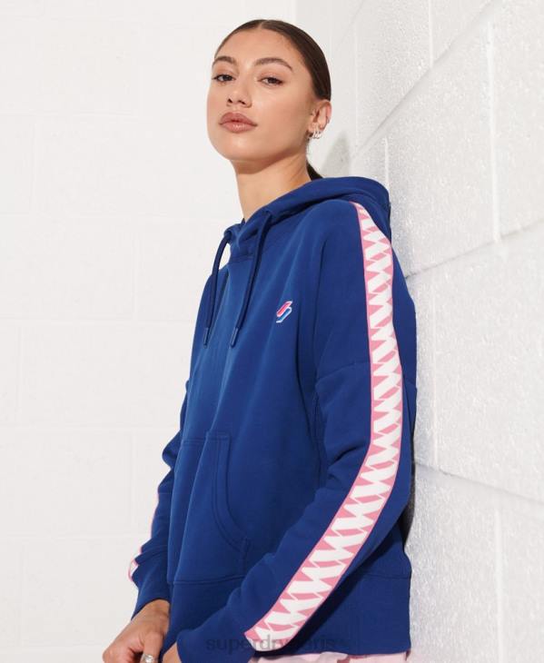 Superdry femmes sweat à capuche court à bande logo code D64Z6000 vêtements marine