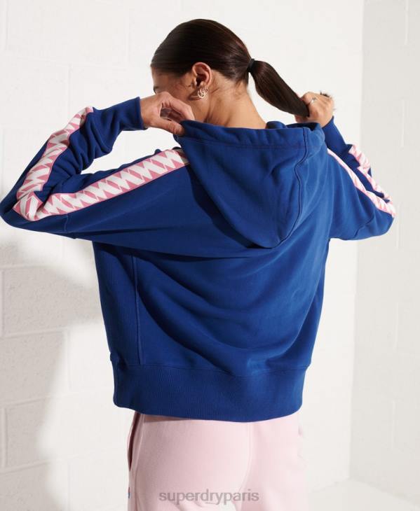 Superdry femmes sweat à capuche court à bande logo code D64Z6000 vêtements marine